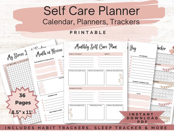 Self love planner, self care diary, selfcare planner, self care challenge, self care checklist, self care printable, self love journal