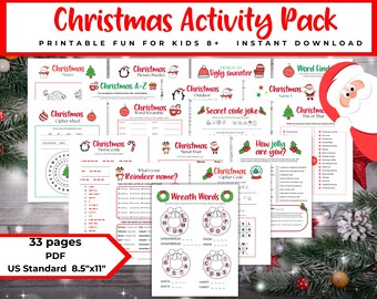 Printable Christmas activities, Christmas activity pack, Christmas activities for kids, Christmas puzzle pages, Teen Christmas activities,