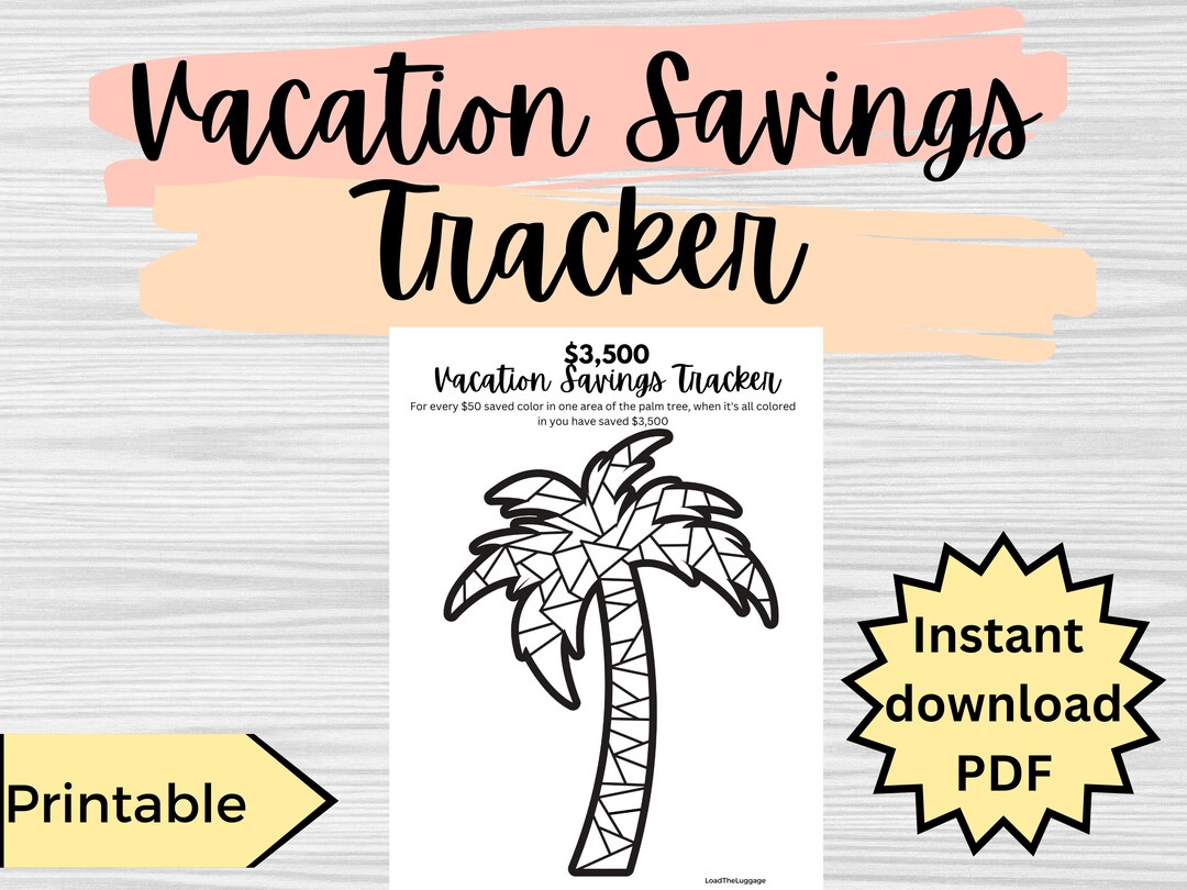 Printable Vacation Savings Tracker, Savings Goal Tracker, Vacation Fund Tracker, Holiday Savings ...