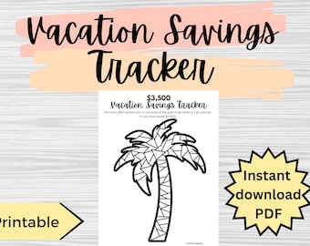 Printable Vacation Savings Tracker, Savings goal tracker, Vacation fund tracker, holiday savings, budgeting printable, travel savings