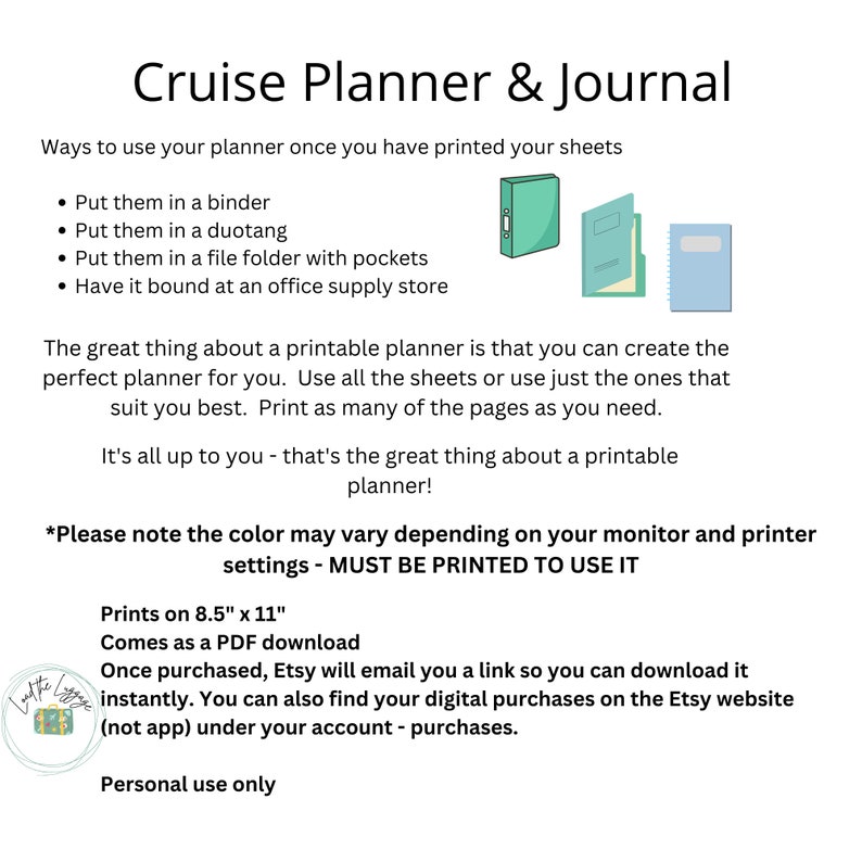 Printable Cruise Planner, Cruise Planning, Cruise Kit, Cruise Journal ...