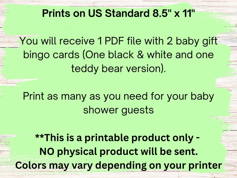 Baby bingo, babyshower games, baby shower bingo, baby bingo printable, baby gift bingo, sip and see games, sip and see, babyshower bingo image 5