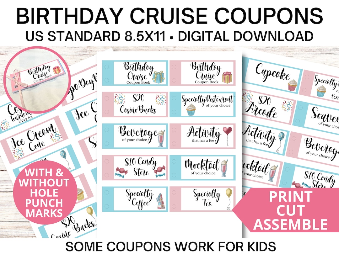 Birthday Cruise Coupon Book Printable Cruise Coupons Cruise Etsy