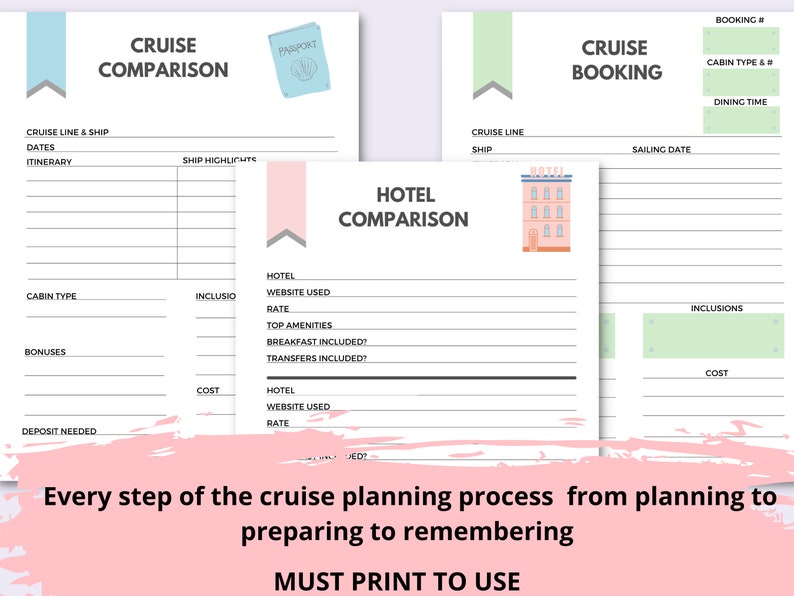 Cruise Planner, Instant Download, Cruise Planning Kit Printable, Printable Cruise Planner, Vacation Planner, Travel Journal image 2