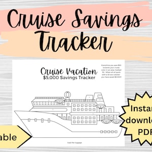 Printable Cruise Vacation Savings Tracker, Cruise Savings, Vacation Tracker, Savings Challenge, Printable Savings, savings goal tracker