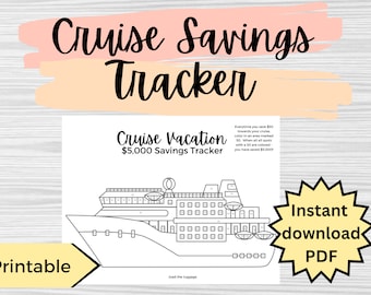 Printable Cruise Vacation Savings Tracker, Cruise Savings, Vacation Tracker, Savings Challenge, Printable Savings, savings goal tracker
