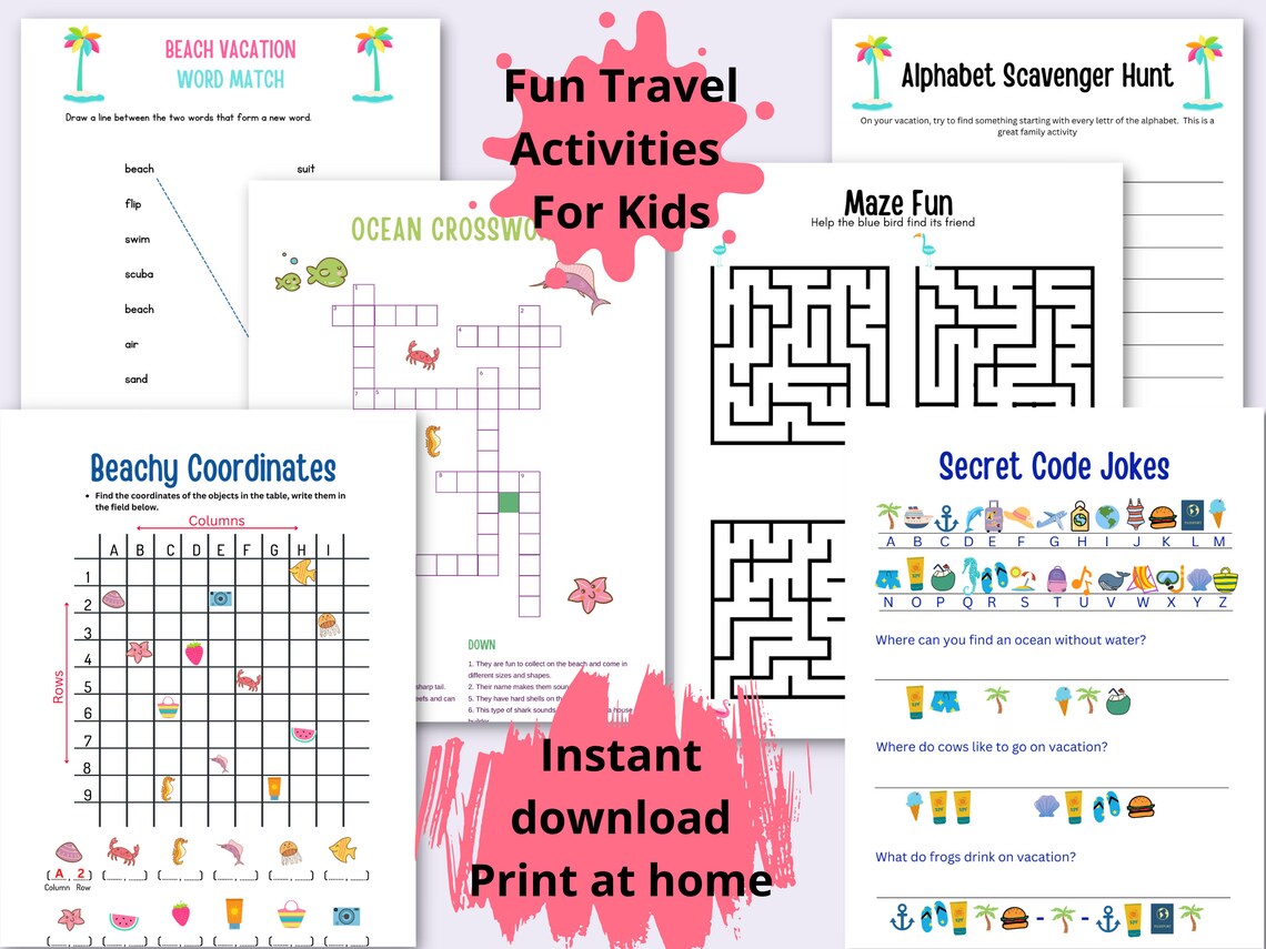 Printable Kids Travel Activities, Kids Travel Game, Travel Busy Book, Kids Scavenger, Road Trip ...