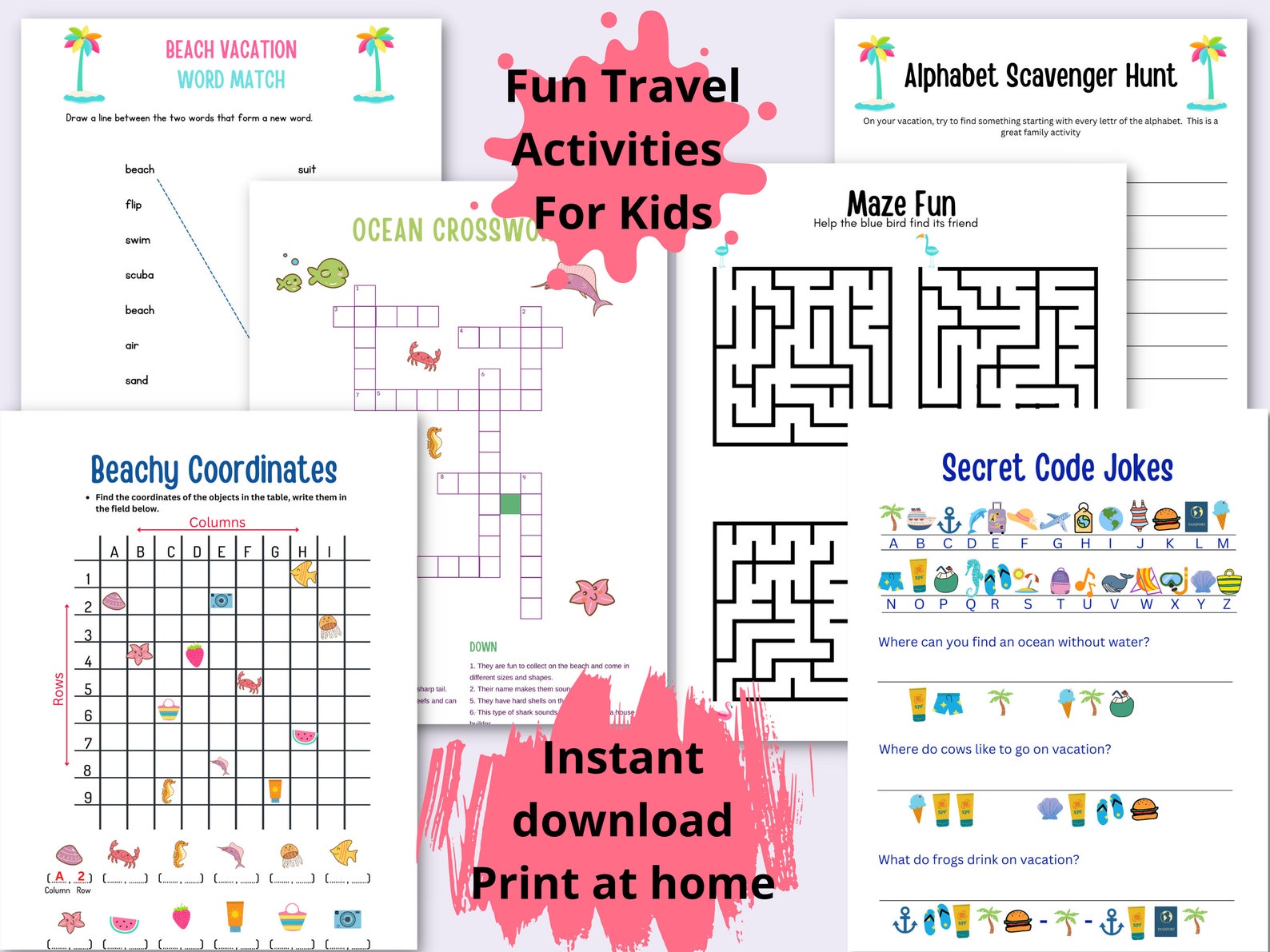 Printable Kids Travel Activities, Kids Travel Game, Travel Busy Book, Kids Scavenger, Road Trip ...