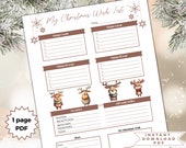 Christmas gift list, favorites list, printable Christmas wishlist, Christmas wish list, kids Christmas list, teen Christmas list, Santa list