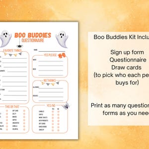 Boo Buddies Questionnaire, Boo Basket Questionnaire, Boo Buddy ...