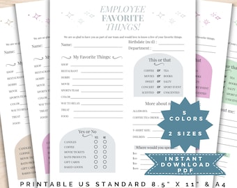 Employee favorites list, get to know me employee, employee favorites, get to know staff, about my coworker, favorite things list