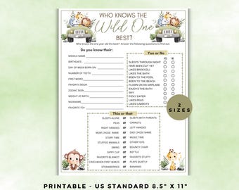 Wild One Birthday Games, Who Knows 1 Year Old Best, First Birthday Trivia, 1st Birthday Games, 1st Birthday Trivia, Birthday Quiz