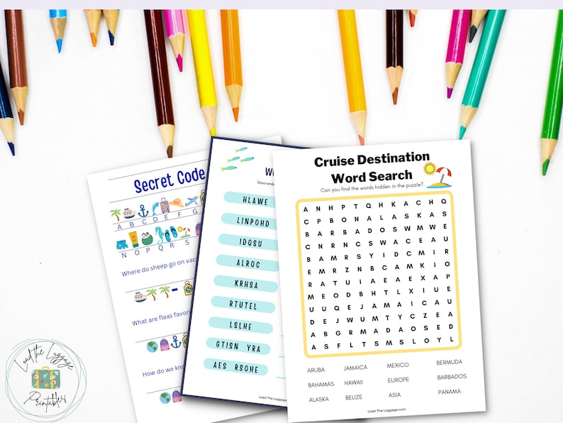 Printable cruise activity for kids, instant download, kids puzzle bundle, cruise activity game, travel activities, cruise games, cruise image 8