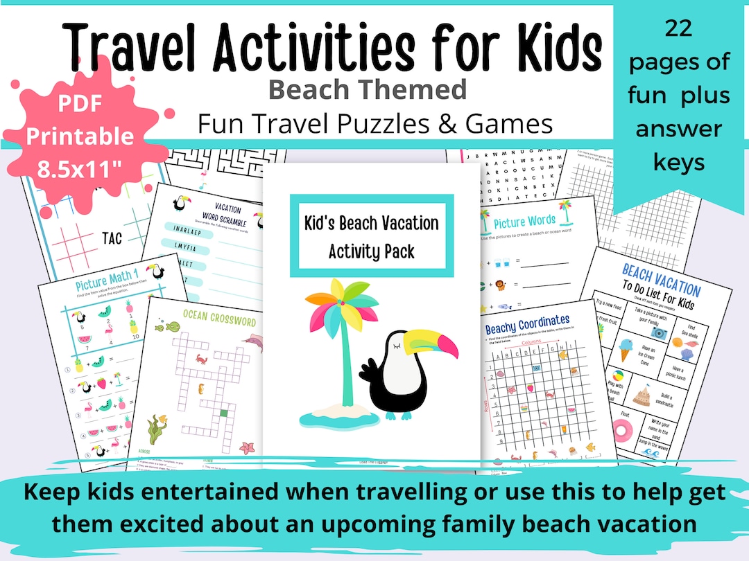 Printable Kids Travel Activities, Kids Travel Game, Travel Busy Book ...