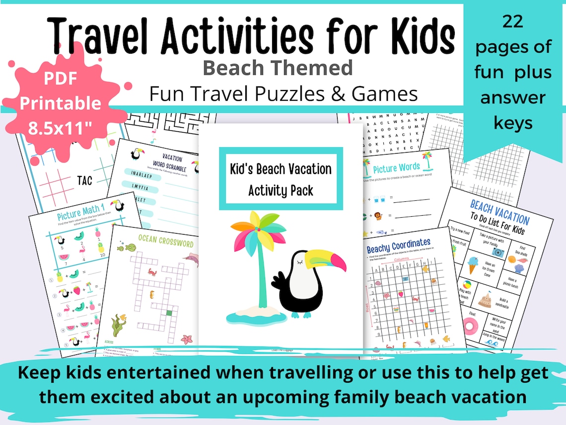 Printable Kids Travel Activities, Kids Travel Game, Travel Busy Book ...
