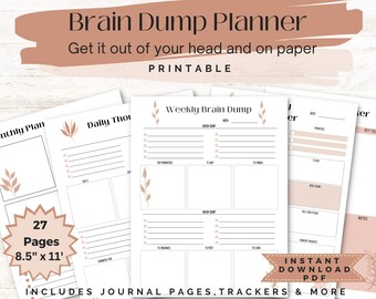 Brain dump printable, adhd brain dump, brain dump journal, thought planner, thought organizer, thought tracker, printable brain dump planner