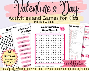 Valentines activity, Valentine games kids, Printable valentine games, valentine party game, valentine activity book, valentine games kids,