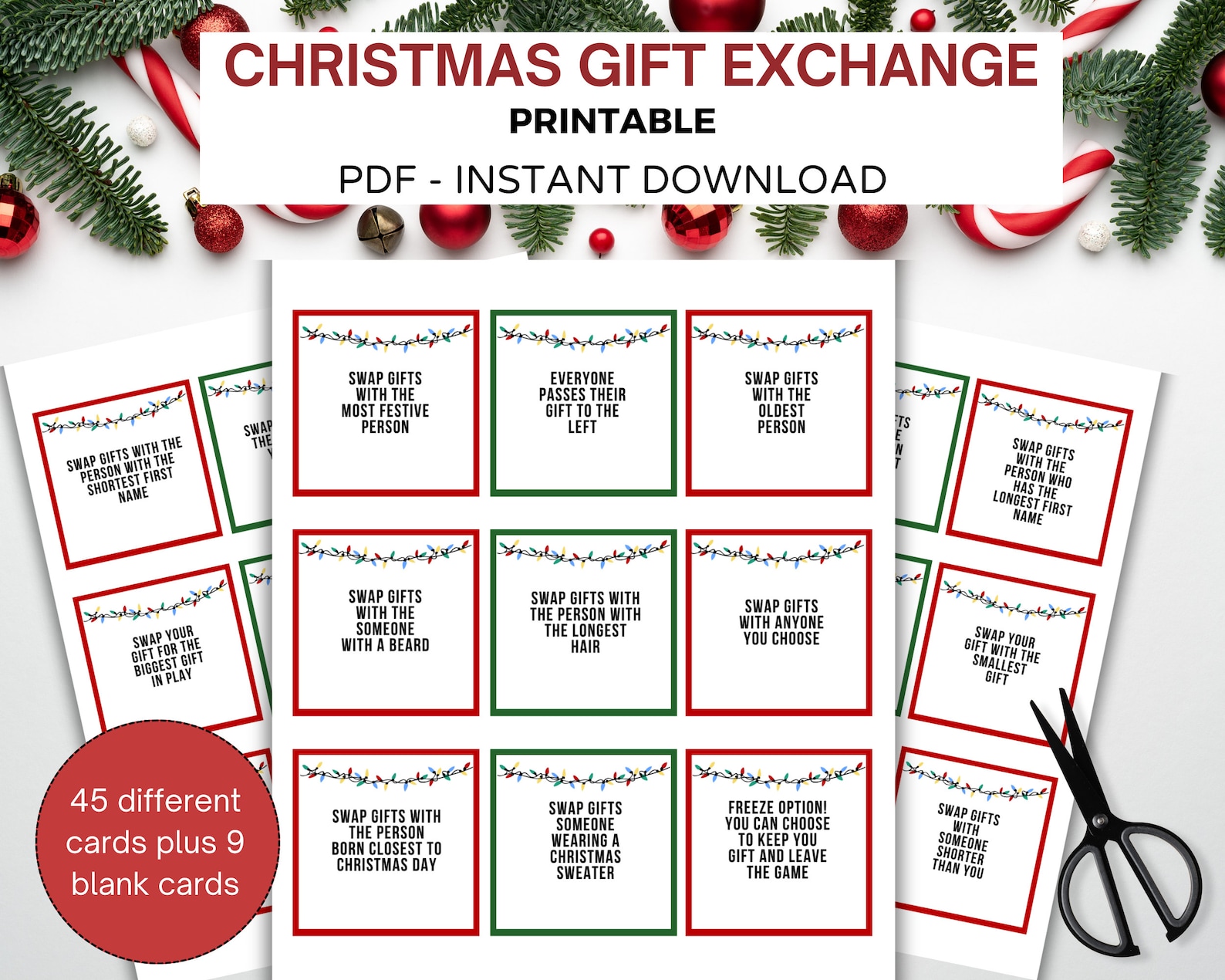 Christmas Gift Exchange Game Printable, Gift Swap Game, Secret Santa ...