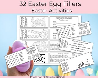 Actividades imprimibles para rellenar huevos de Pascua, rellenos de huevos de Pascua sin dulces, fichas para huevos de Pascua