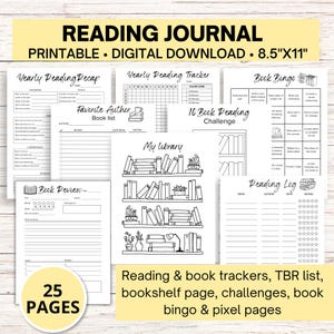 Reading journal, tbr tracker, book bingo, reading goals, tbr challenge, tbr printable, reading challenge, tbr, reading tracker, book journal
