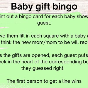 Baby bingo, babyshower games, baby shower bingo, baby bingo printable, baby gift bingo, sip and see games, sip and see, babyshower bingo image 2