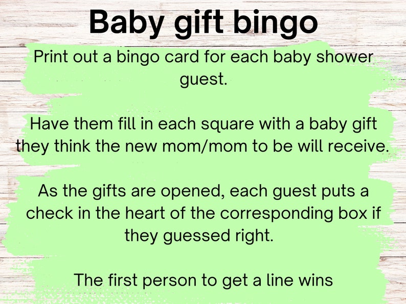 Baby bingo, babyshower games, baby shower bingo, baby bingo printable, baby gift bingo, sip and see games, sip and see, babyshower bingo image 2