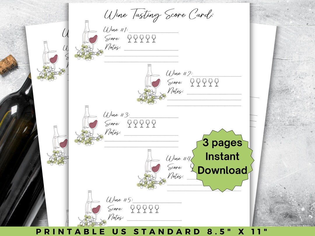 Wine Tasting Score Card, Wine Tasting Sheet, Wine Tasting Cards ...