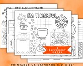 Thanksgiving coloring placemat, Thanksgiving activity placemat, Gratitude game, Fall activity sheets, Gratitude activity, Thankful activity