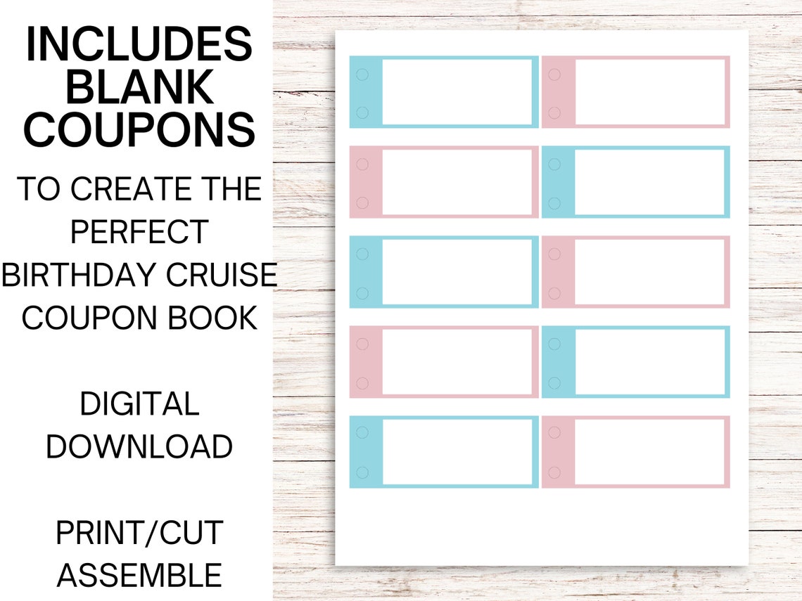 Birthday Cruise Coupon Book Printable Cruise Coupons Cruise Etsy