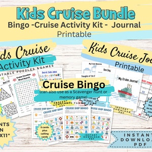 Kids cruise bundle, cruise kids, kids cruise journal, cruise activity for kids, cruise ship kids activity, cruise scavenger hunt, cruise