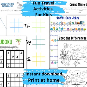 Printable cruise activity for kids, instant download, kids puzzle bundle, cruise activity game, travel activities, cruise games, cruise image 4