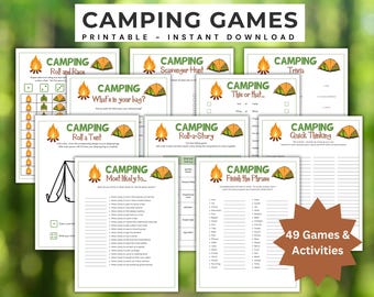 Camping Games Bundle, Camping Birthday Party Theme, Camping Worksheets, Campfire Games, Kids Camp Games, Camping Activities for Kids
