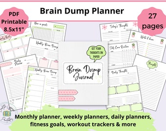 Brain dump printable, brain dump planner, idea journal, thought planner, pastel journal, thought organizer, printable brain dump planner