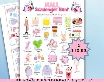 Mall scavenger hunt, mall birthday party, printable teen and tween scavenger hunt, indoor scavenger hunt, 13th birthday games, tween party