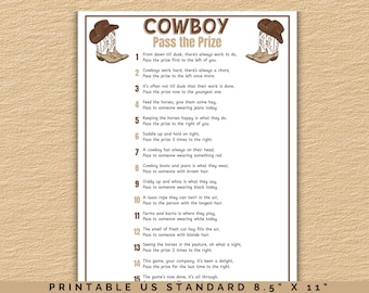 Pass the Prize Cowboy, Cowboy Birthday Party Games, Western Party Game, Cowboy Pass the Parcel