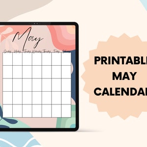 May Monthly Blank Calendar (Sunday Start) PDF Printable