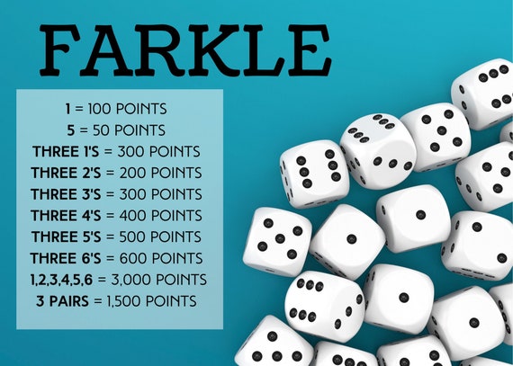 Farkle Rules Download Dice Game PDF Printable Etsy