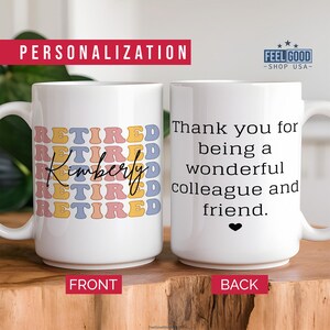 Personalized Retirement Coffee Mug, Custom Retirement Gifts for Women, Officially Retired Cup for Her, Happy Retirement Mug for Coworker