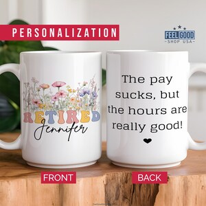 Personalized Retirement Coffee Mug, Custom Retirement Gifts for Women, Officially Retired Cup for Her, Happy Retirement Mug for Coworker