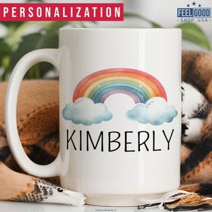 Watercolor Rainbow Mug, Personalized Rainbow Gift, Custom Rainbow Name Mug, Rainbow Coffee Mug, Rainbow Cup, Gift For Rainbow Lovers