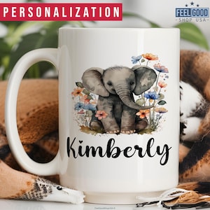 Baby Elephant Mug Personalized Elephant Gift, Custom Elephant Cup With Name, Cute Elephant Name Mug, Elephant Coffee Mug,Elephant Coffee Cup
