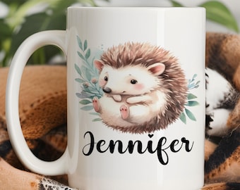 Hedgehog Mug Personalized Hedgehog Gift, Custom Hedgehog Cup With Name, Hedgehog Name Mug, Hedgehog Coffee Mug Gift, Hedgehog Coffee Cup