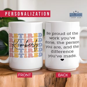 Personalized Retirement Coffee Mug, Custom Retirement Gifts for Women, Officially Retired Cup for Her, Happy Retirement Mug for Coworker