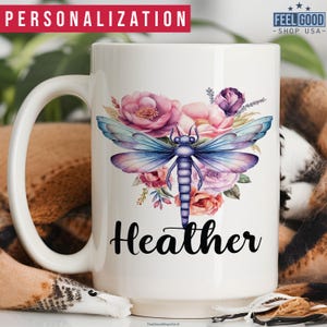 Dragonfly Mug Personalized Dragonfly Gift, Custom Dragonfly Cup With Name, Dragonfly Name Mug, Dragonfly Coffee Mug, Dragonfly Coffee Cup