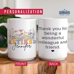 Personalized Retirement Coffee Mug, Custom Retirement Gifts for Women, Officially Retired Cup for Her, Happy Retirement Mug for Coworker