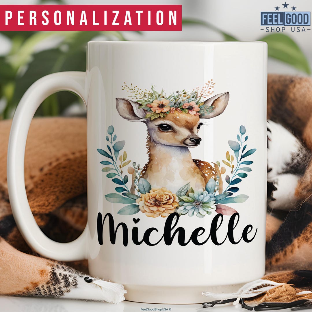Deer Mug Personalized Deer Gift, Custom Deer Cup With Name, Deer Name ...