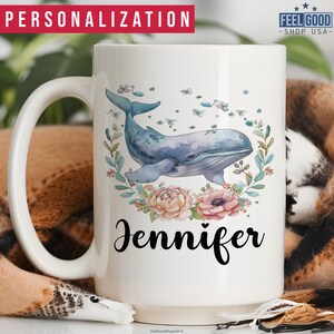 Whale Mug Personalized Whale Gift, Custom Whale Cup With Name, Cute Whale Name Mug, Whale Coffee Mug, Whale Coffee Cup, Whale Gift For Women