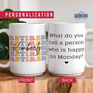 Personalized Retirement Coffee Mug, Custom Retirement Gifts for Women, Officially Retired Cup for Her, Happy Retirement Mug for Coworker