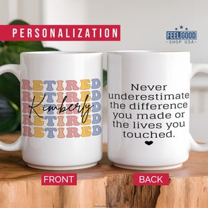 Personalized Retirement Coffee Mug, Custom Retirement Gifts for Women, Officially Retired Cup for Her, Happy Retirement Mug for Coworker