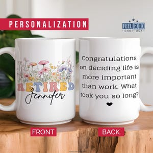 Personalized Retirement Coffee Mug, Custom Retirement Gifts for Women, Officially Retired Cup for Her, Happy Retirement Mug for Coworker